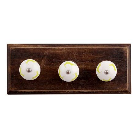 Lime Running Rein Deer Pattern Ceramic Wooden Hooks